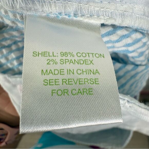 LILLY PULITZER Seersucker Palm Tree Shorts Size 0 Women's Blue stripe pink - Picture 3 of 5